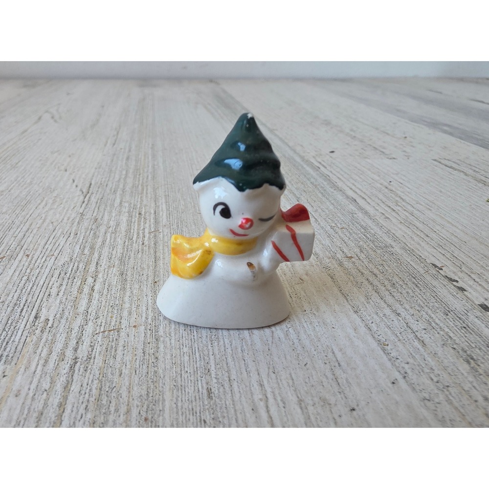 Vintage holt howard mini ceramic snowman ornament present Xmas tree